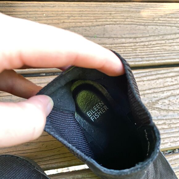 Eileen Fisher Adele Wedge Leather Bootie Women's 6.5 Color Black - Picture 4 of 8